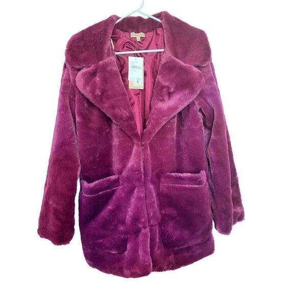 NWT Democracy‎ Faux Fur Jacket With Patch Pockets Size Large - Picture 4 of 8